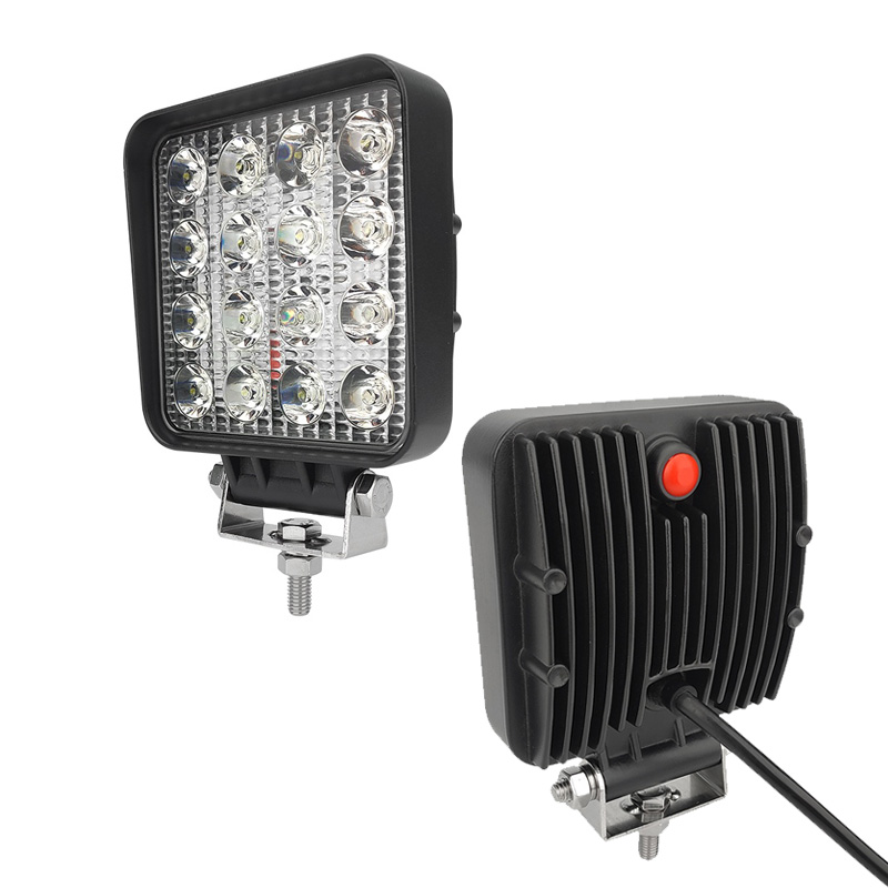 Lampes de travail LED carrées WETECH 48 W 5" avec interrupteur