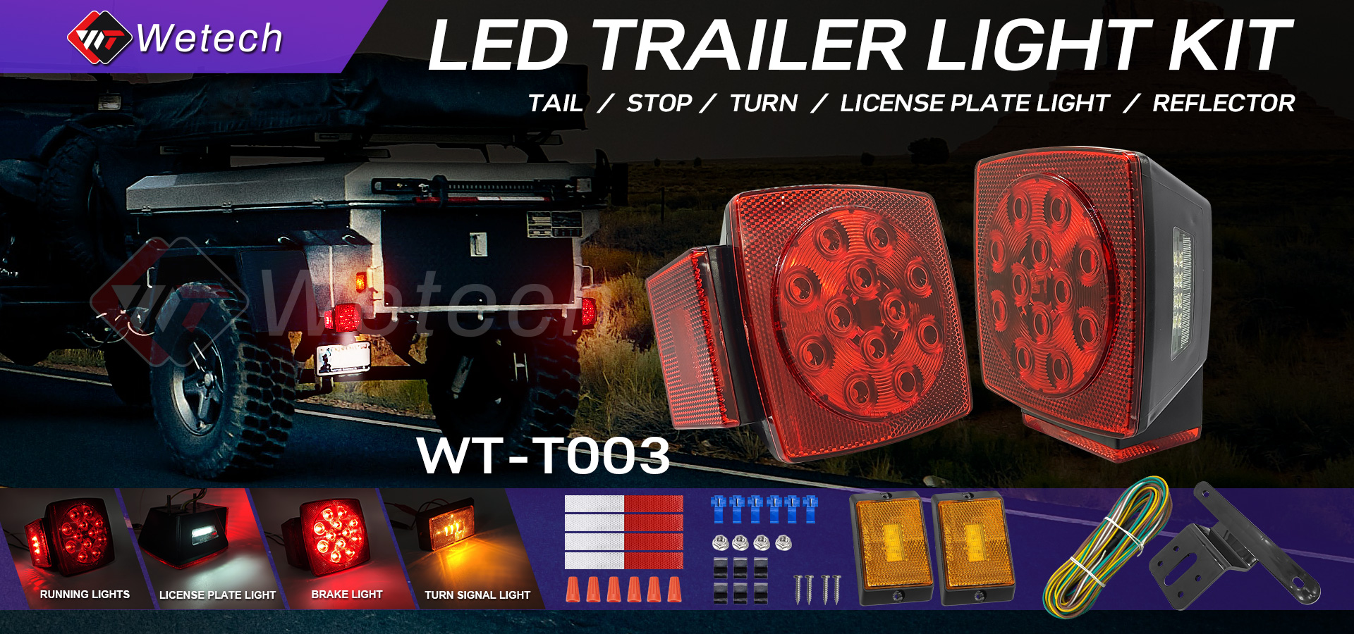 WETECH Multifunction Led Maker Lights Trailer Light Kit for Semi Trailer